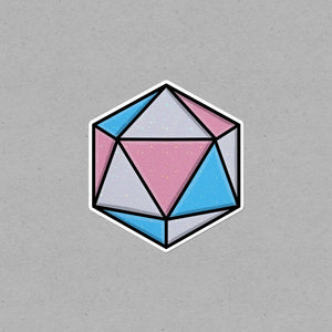 Holographic Transgender D20 Dice Waterproof LGBTQ+ Sticker