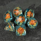 Orange + Blue Resin Mushroom Dice Set