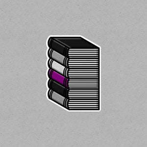 Asexual Pile of Books Waterproof LGBTQ+ Sticker