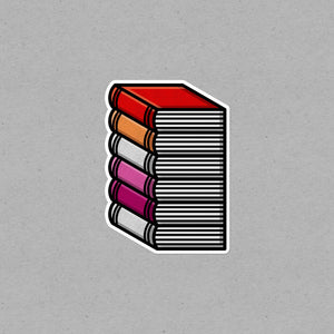 Lesbian Pile of Books Waterproof LGBTQ+ Sticker