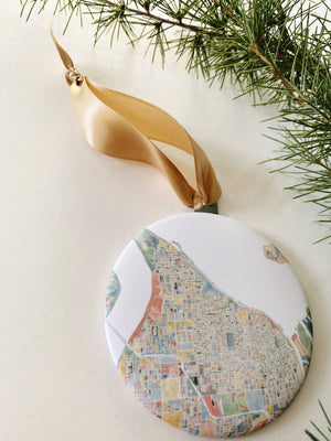 North Tacoma Watercolor Map - Ornament