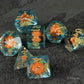 Orange + Blue Resin Mushroom Dice Set