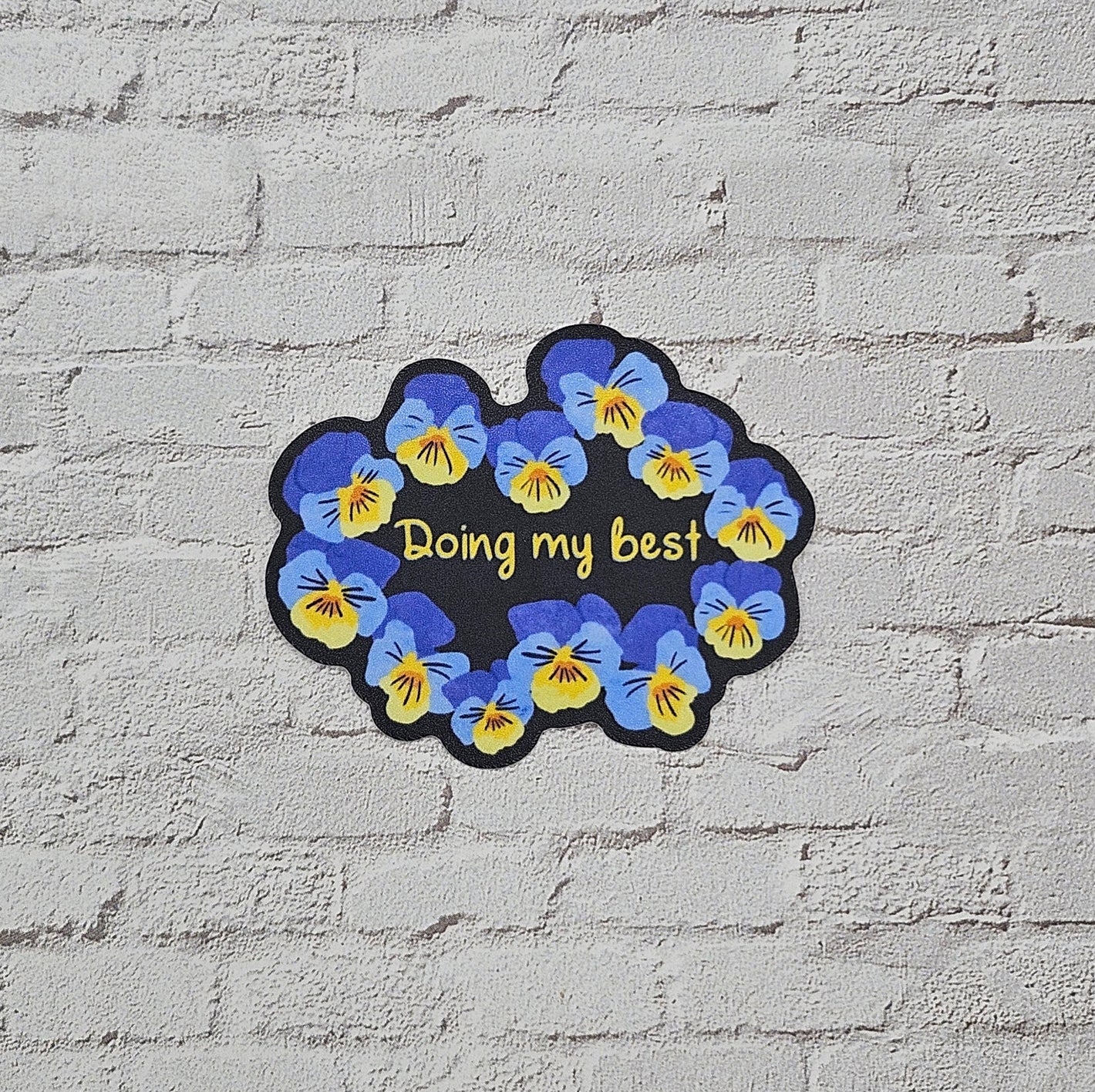 Doing My Best Self Care Pansy Flowers Vinyl Sticker