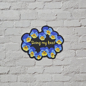 Doing My Best Self Care Pansy Flowers Vinyl Sticker