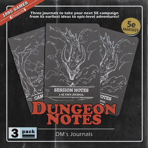 Dungeon Notes D&D 5E DM's Journals 3 Pack: Black