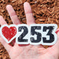 253 Area Code Sticker - Black/Red