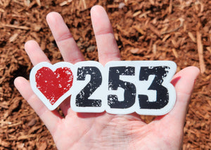 253 Area Code Sticker - Black/Red