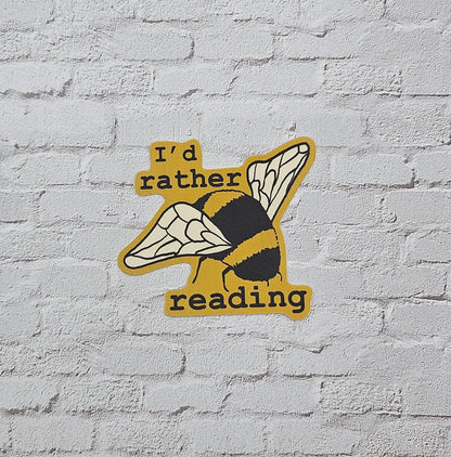 I'd Rather Be Reading Cute Bee Sticker for Book Worms