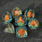 Orange + Blue Resin Mushroom Dice Set