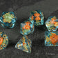 Orange + Blue Resin Mushroom Dice Set