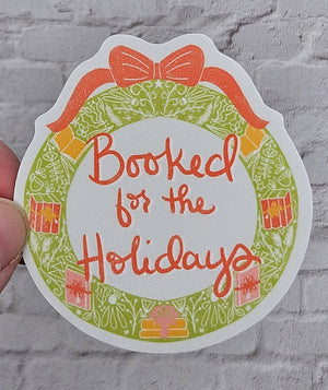 Booked for the Holidays Book Wreath Sticker for Book Lovers