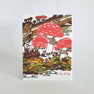 You & Me Mushroom Anniversary Love Greeting Card