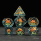 Orange + Blue Resin Mushroom Dice Set