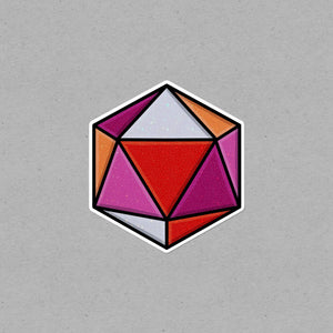 Holographic Lesbian D20 Dice Waterproof LGBTQ+ Sticker