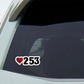 253 Area Code Sticker - Black/Red