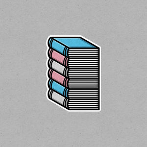 Transgender Pile of Books Waterproof LGBTQ+ Sticker