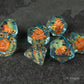 Orange + Blue Resin Mushroom Dice Set