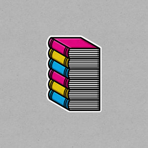 Pansexual Pile of Books Waterproof LGBTQ+ Sticker