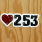 253 Area Code Sticker - Black/Red