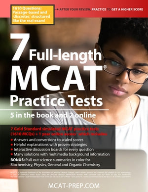 7 Full-Length MCAT Practice Tests: 5 in the Book and 2 Online, 1610 MCAT Practice Questions Based on the Aamc Format by Ferdinand, Brett