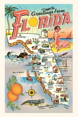 Vintage Journal Greetings from Florida Map by Found Image Press