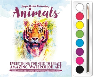 Animals: Watercolor Paint Set: Set Includes 8 Watercolor Paints and Paintbrush Plus 25 Beautiful Scenes to Paint by Igloobooks