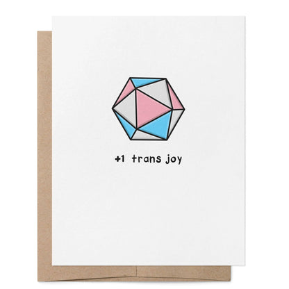 +1 Trans Joy D20 LGBTQ+ Greeting Card