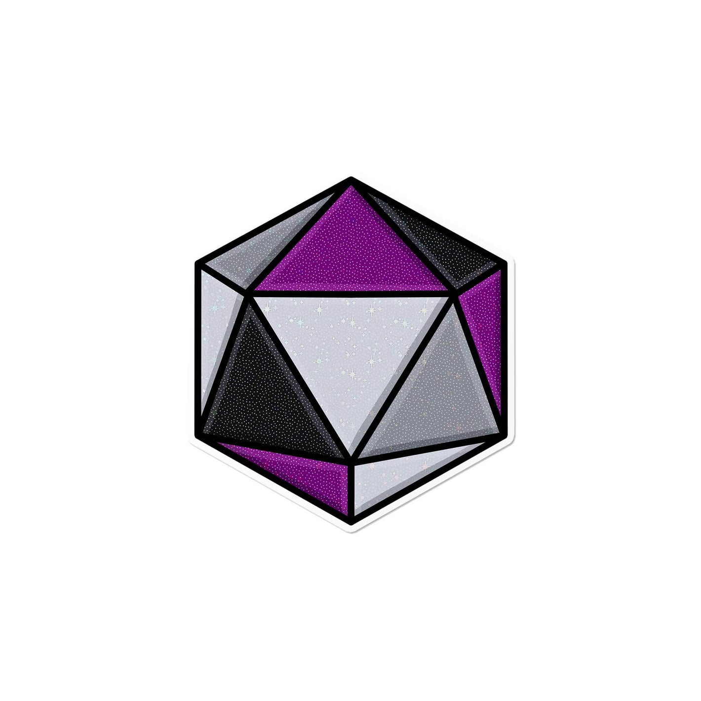 Holographic Asexual D20 Dice Waterproof LGBTQ+ Sticker