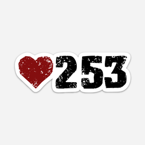 253 Area Code Sticker - Black/Red