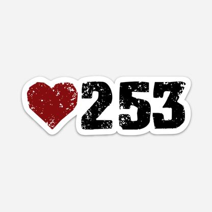 253 Area Code Sticker - Black/Red