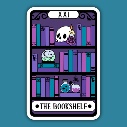 The Bookshelf Alternative Tarot Card Reader Sticker: Vinyl Sticker