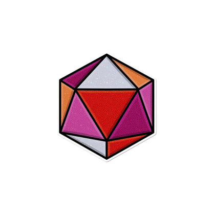 Holographic Lesbian D20 Dice Waterproof LGBTQ+ Sticker