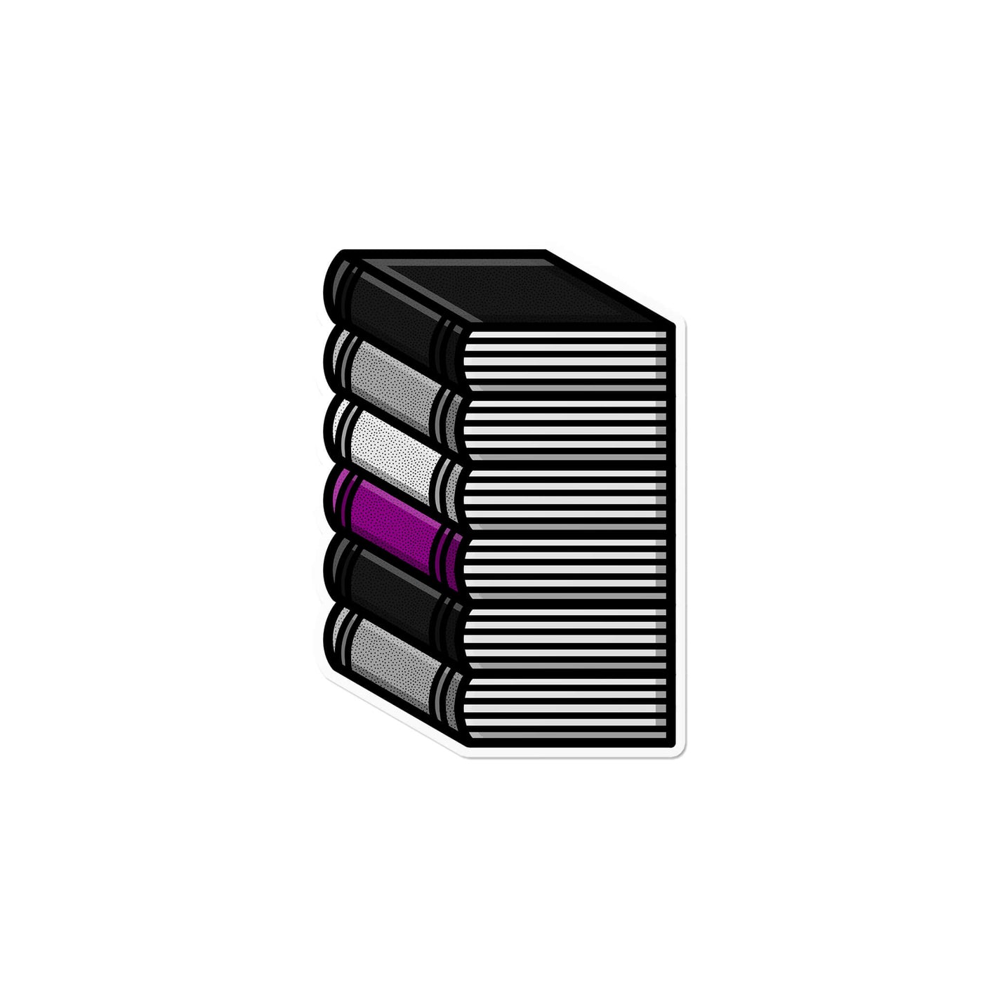 Asexual Pile of Books Waterproof LGBTQ+ Sticker