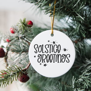 Solstice Greetings Ceramic Ornament