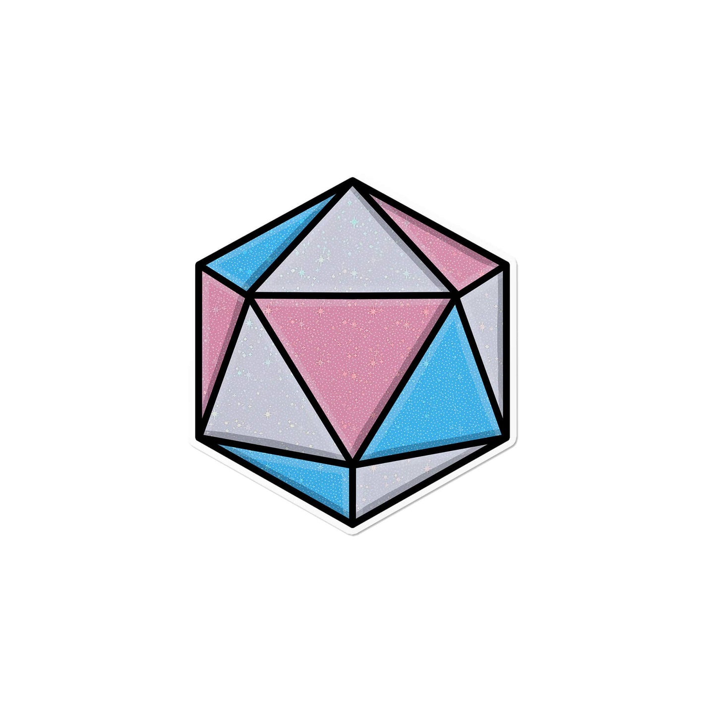 Holographic Transgender D20 Dice Waterproof LGBTQ+ Sticker