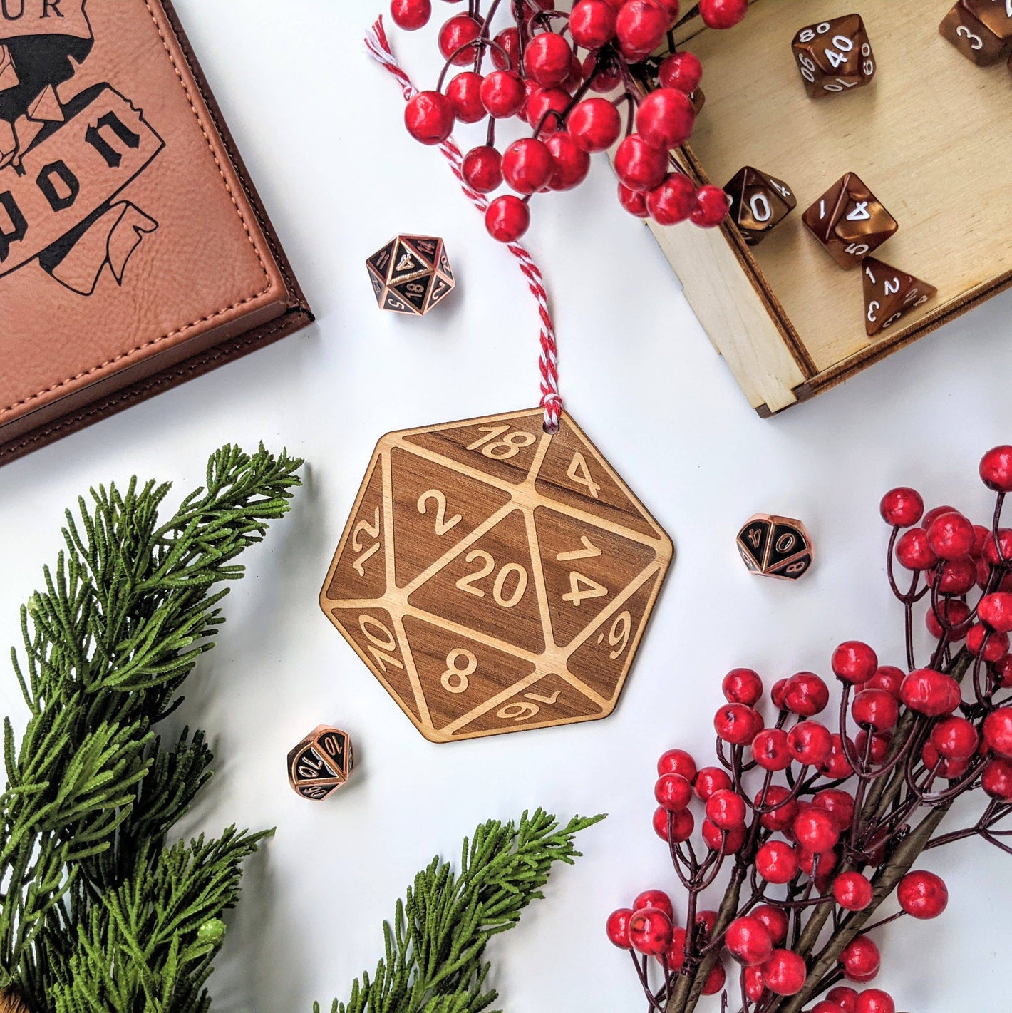 D&D D20 Wooden Ornament