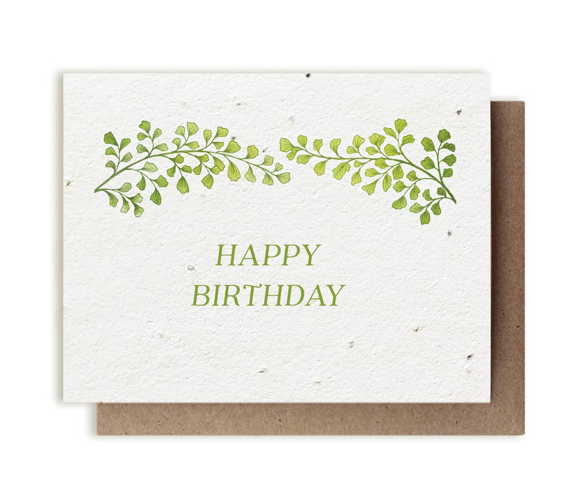 Botanical Happy Birthday Plantable Herb  Seed Card
