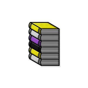 Nonbinary Pile of Books Waterproof LGBTQ+ Sticker