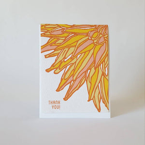 Thank You Yellow Dahlia Floral Greeting Card
