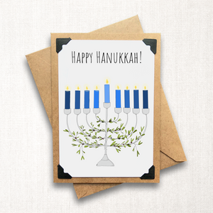 Happy Hanukkah Menorah Holiday Card
