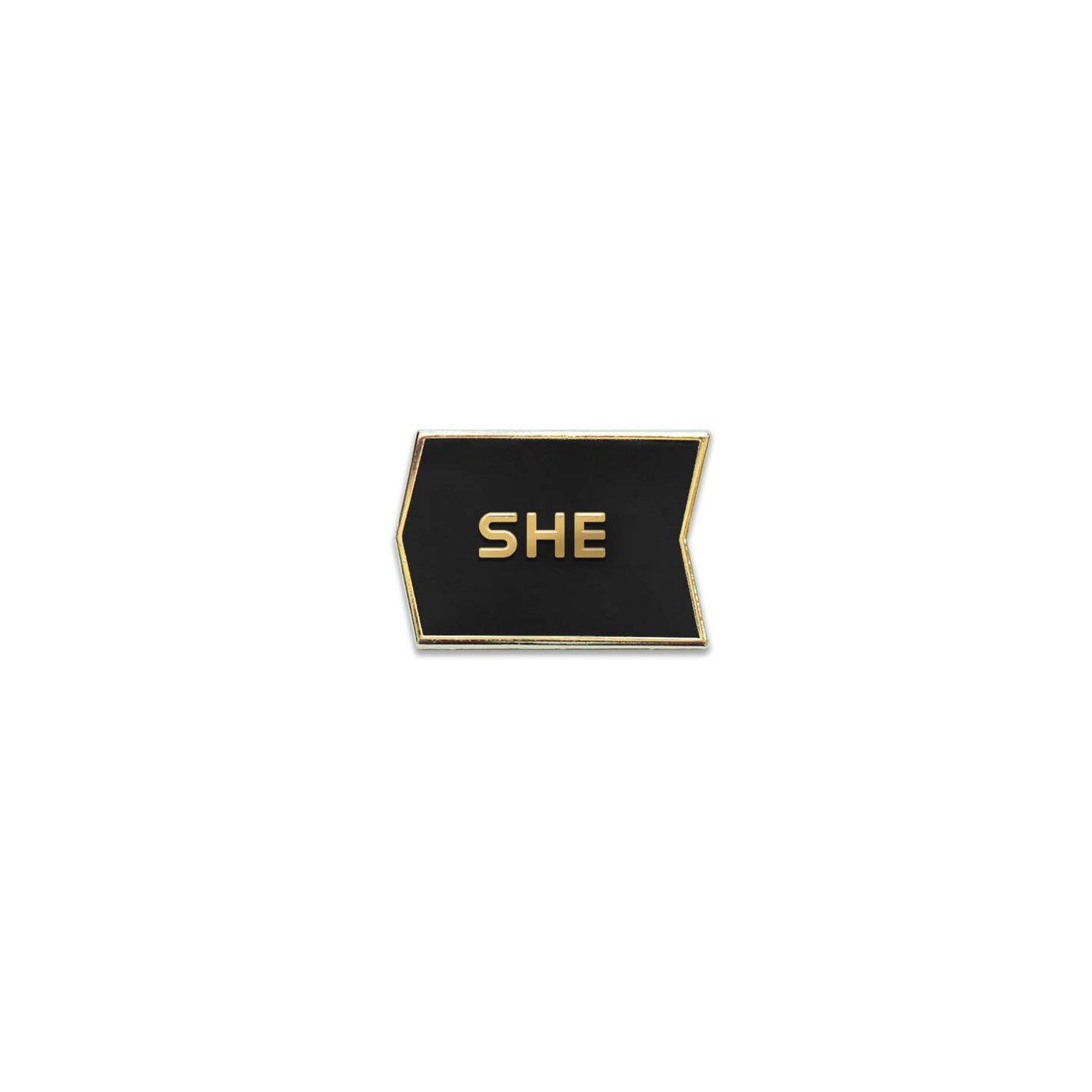 Mix + Match Magnetic Enamel Pronoun Badge Tiles Only: She / Black & Gold Tiles