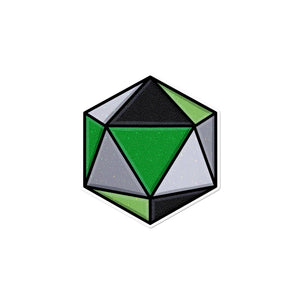 Holographic Aromantic D20 Dice Waterproof LGBTQ+ Sticker