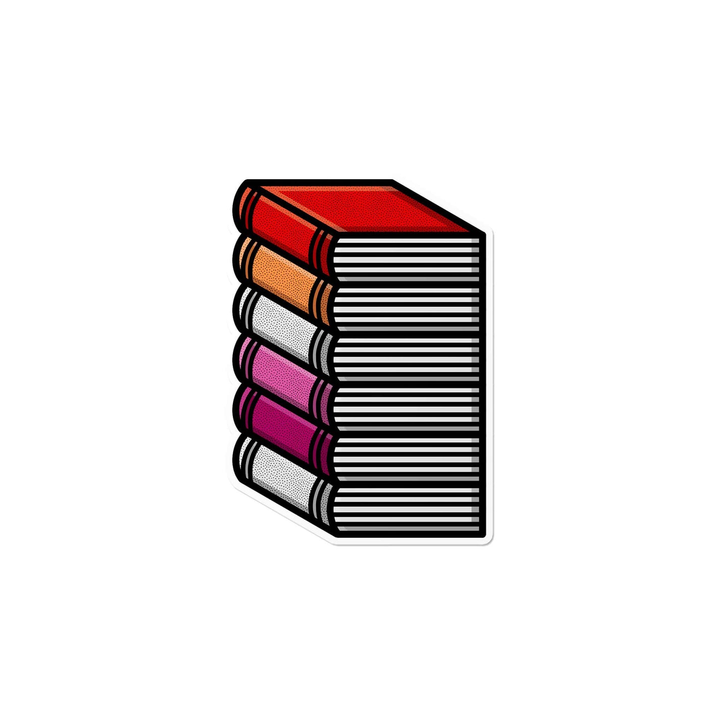 Lesbian Pile of Books Waterproof LGBTQ+ Sticker